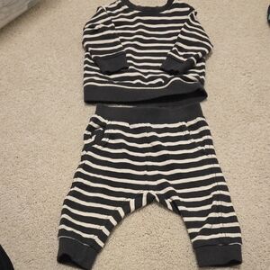 H&M Stripe 100% Cotton Matching Set 4-6 Months